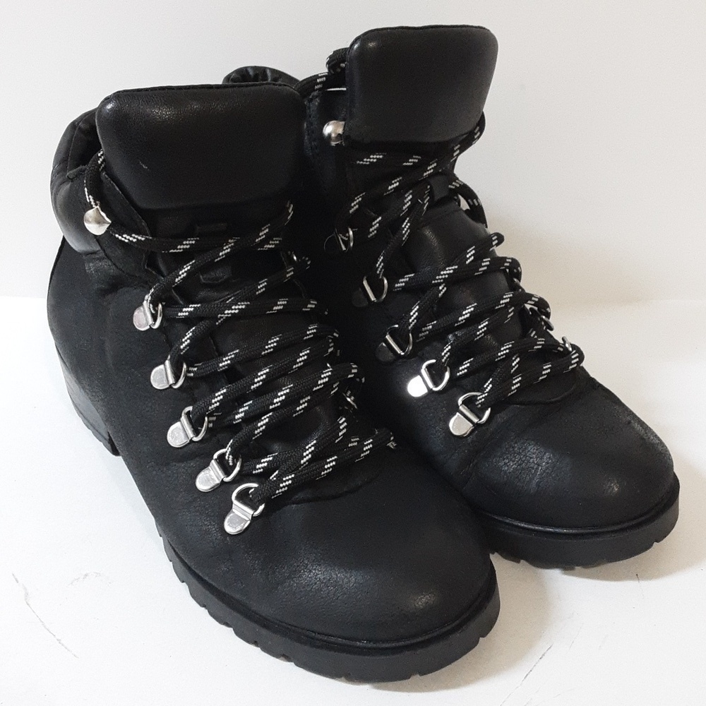 Steve Madden Lora combat leathe boot women black 8.5M Lace-up y2k casual hippie